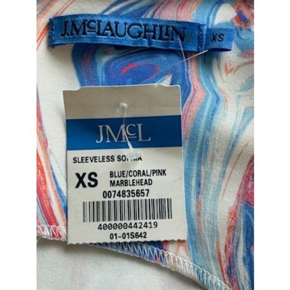 J.Mclaughlin Sleeveless Marblehead Sheath Dress Blue Coral Pink Size XS - Picture 5 of 7